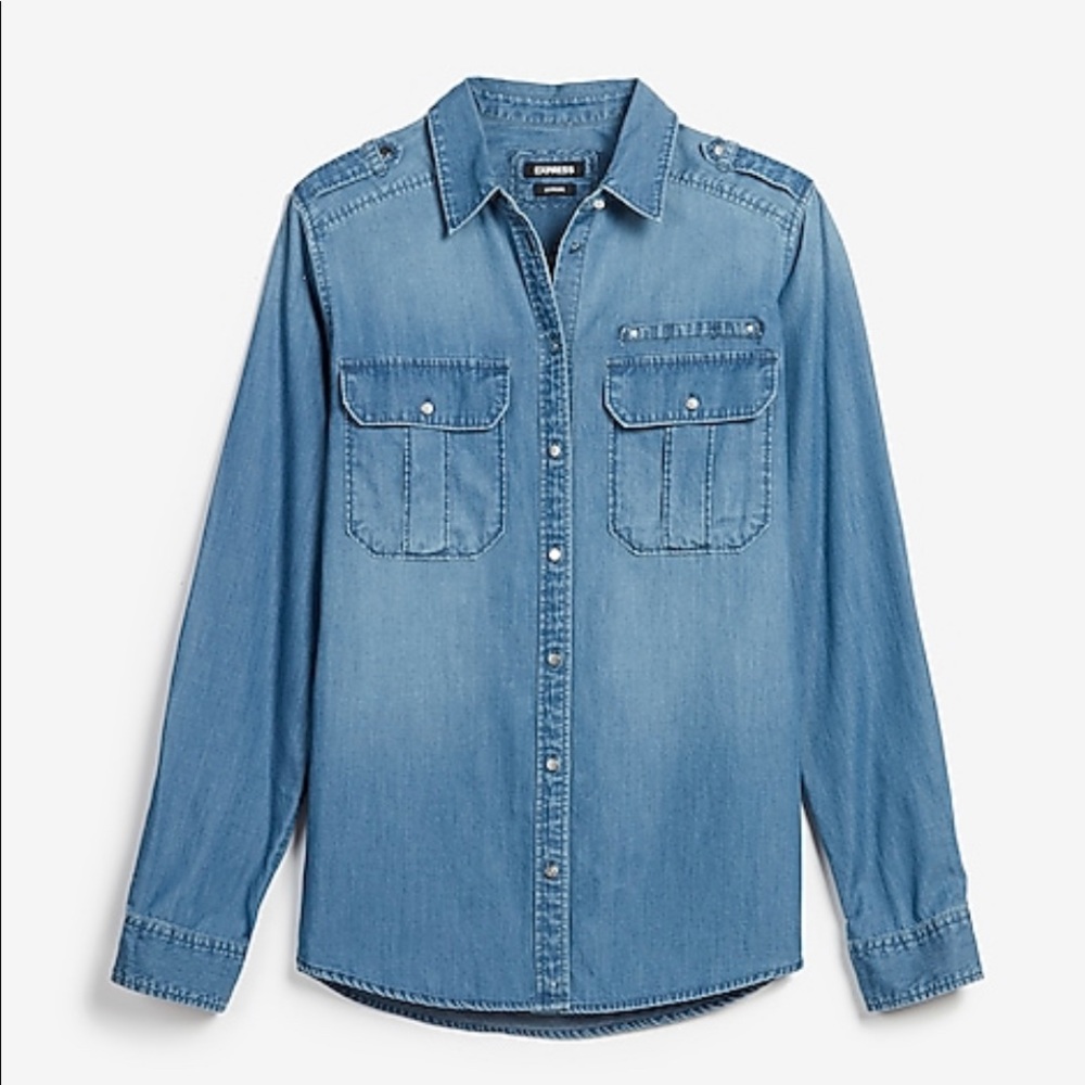 Denim Chambray Oversized Boyfriend Shirt